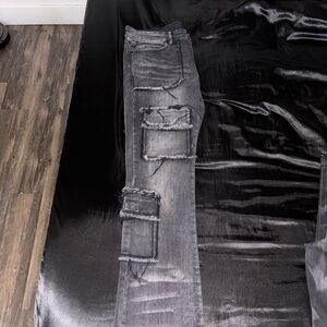 Distressed Gray Denim Jeans